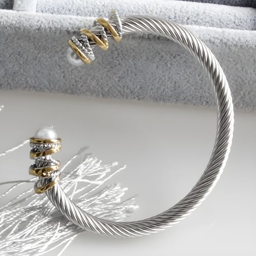 Elegant Twisted Cable Bangle Bracelet for Women - Open Cuff Classic Jewelry Gift for Anniversary, Valentine, Birthday4