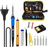 Lötstation 90W mit LCD-Temperaturregelung (180-500°C) - Lötkolben Set inkl. 5 Lötspitzen,...