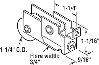 Vista 2 de Prime-Line N 6625 Rodamiento de bolas de acero de 1-1/4 pulgadas, conjunto de rodillo de puerta con espejo, para puertas de cresta