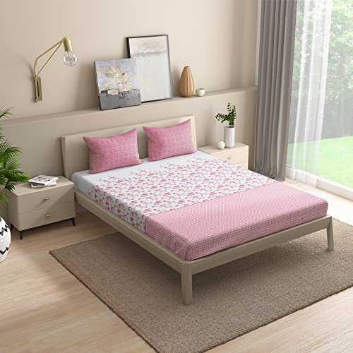 Image of Wakefit Florenza 100% Cotton 200 TC Flat Bedsheet with 2 Pillow Covers