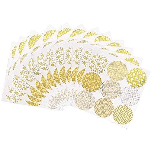 image for YAOJOE 30 Sheets Decorative Gold Circle Envelope Seals Stickers Self-A
