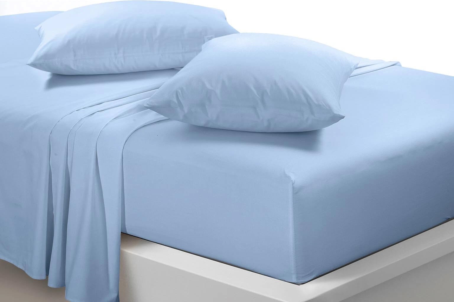 Ultra Soft Microfiber Flat Bed Sheet – Single, Double, King & Super King Sizes – Wrinkle-Free Easy Care Bedding (sky blue, Single)