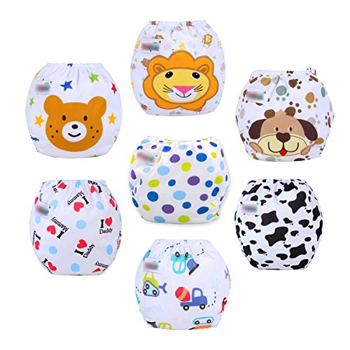 FYGOOD lot de 7pcs Couche Culotte d'apprentissage Lavable en Coton 35x27cm pour 3-11kg Set B Couche intérieur: coton