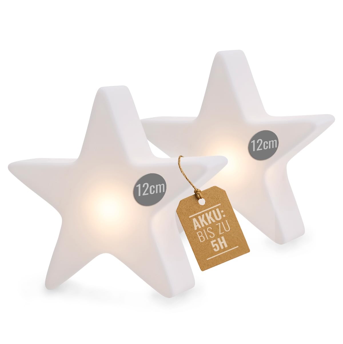 8 seasons design LED Sterne Mini-Leuchten Set Shining Star Micro S Duo – Dekolampen 12 cm – kabellos mit Akku, USB-C aufladbar – Tischdeko, leuchtende Winterdeko, Weihnachten