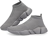 Santiro Mens Workout Shoes Slip On Sneakers Lightweight Breathable Casual Sports Shoes Fashin Tennis Running Shoes Grey 8.5 US