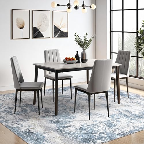 DMOYEST Living Room Area Rugs - 10x12 Abstract Large Soft Indoor Washable Rug Neutral Modern Low Pile Carpet for Bedroom Dining Room Farmhouse Home Office - Blue by DMOYEST - Image 2
