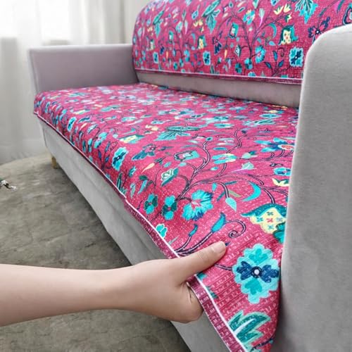 Image of Homerz Premium 6 (3+2+1) Seater Velvet Sofa Panel Cover with Digital Prints | Anti-Slip Backing (Lalbagh, 6 (3+2+1) Seater with Back)