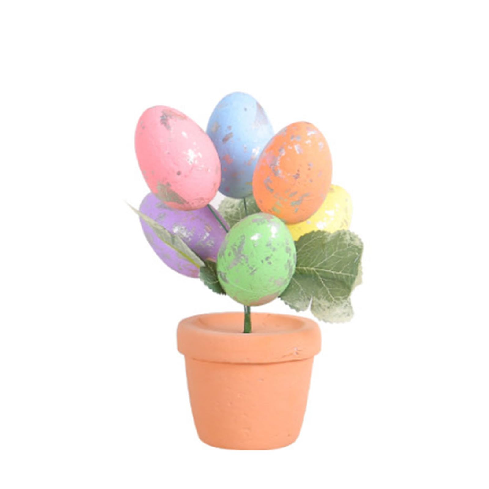 NEWFT Easter Eggs Potted Plant Easter Eggs Artificial Potted Plant for Festive Decoration Colorful Foam Eggs Ornaments