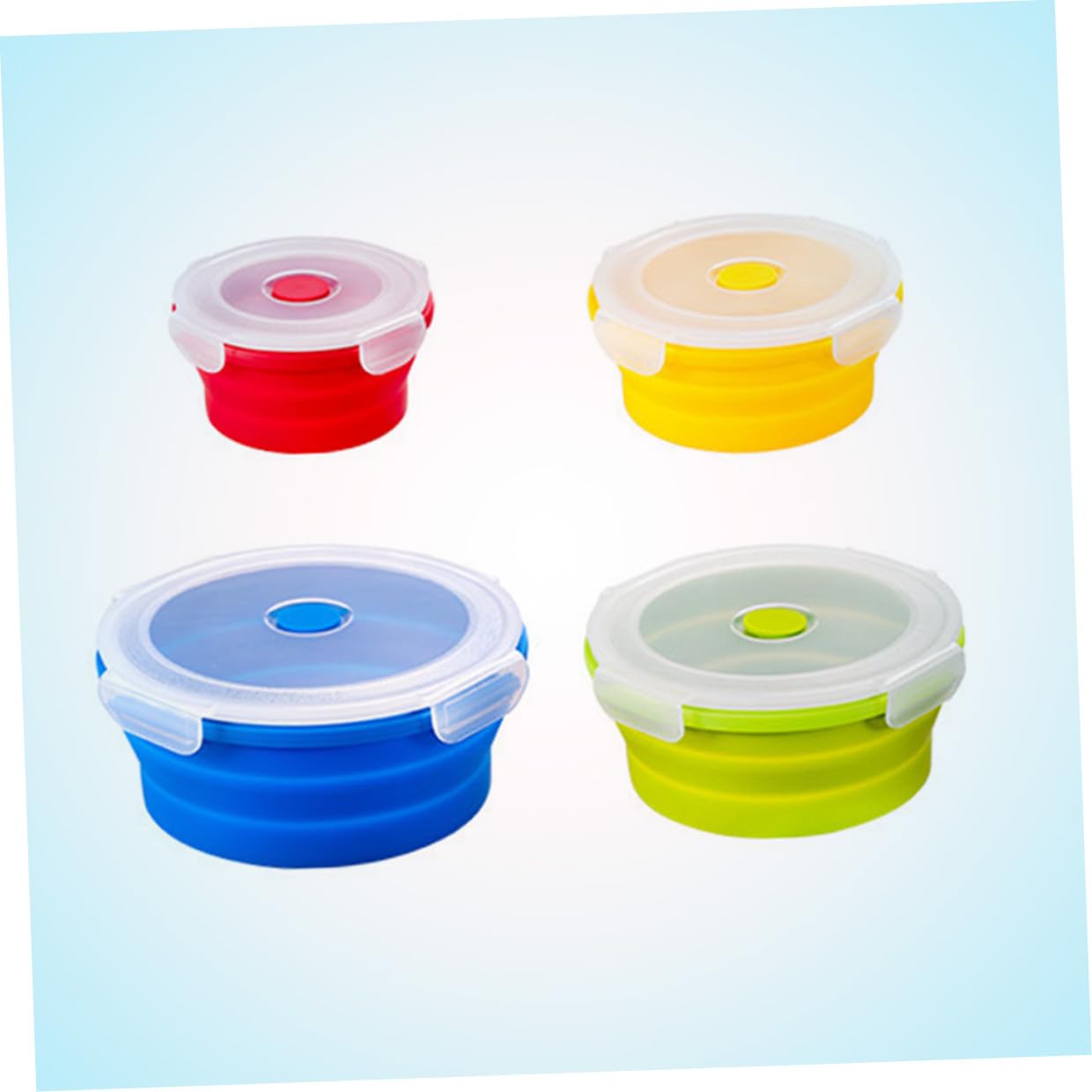 Contenitori Alimentari in Silicone 4 Pezzi, Lunch Box Pieghevoli Salvaspazio da 400ml a 1200ml, Resistenti al Microonde per Picnic e Campeggio Colore Casuale