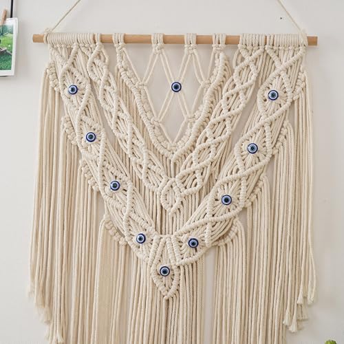Macramé coton naturel suspension murale œil du diable chambre
