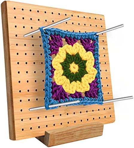 7.8 Inches Bamboo Wooden Board for Knitting Crochet and Granny Squares Blocking Board for Knitting and Crochet Projects Handcrafted Knitting Stainless Steel Pins