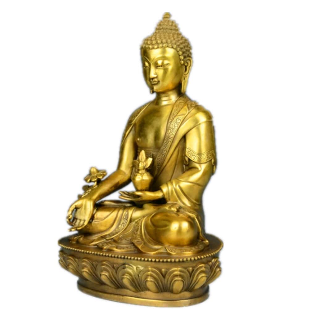 Decoración Familiar Buda Estatua Temple Buddhist Bless Bless Familia Protección Protección Riqueza Eficacia Protección Farmacéutico Buda La Medicina Buda Estatua (Color : Gold)