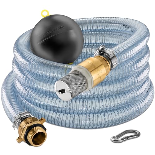 Poppstar Saugschlauch 1 4m mit Schwimmerkugel 6 Kupplung ID 25mm/AD 33mm Karabiner 5x50mm blau