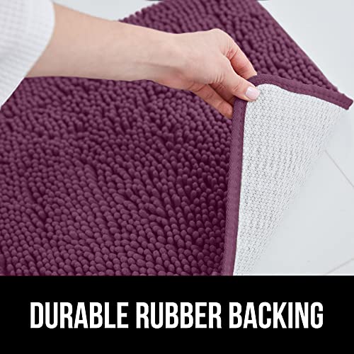 Image of Gorilla Grip Original Shaggy Chenille Square U-Shape Contoured Mat for Base of Toilet, 22.5x19.5 Size, Machine Wash and Dry, Soft Plush Absorbent Contour Carpet Mats for Bathroom Toilets, Eggplant