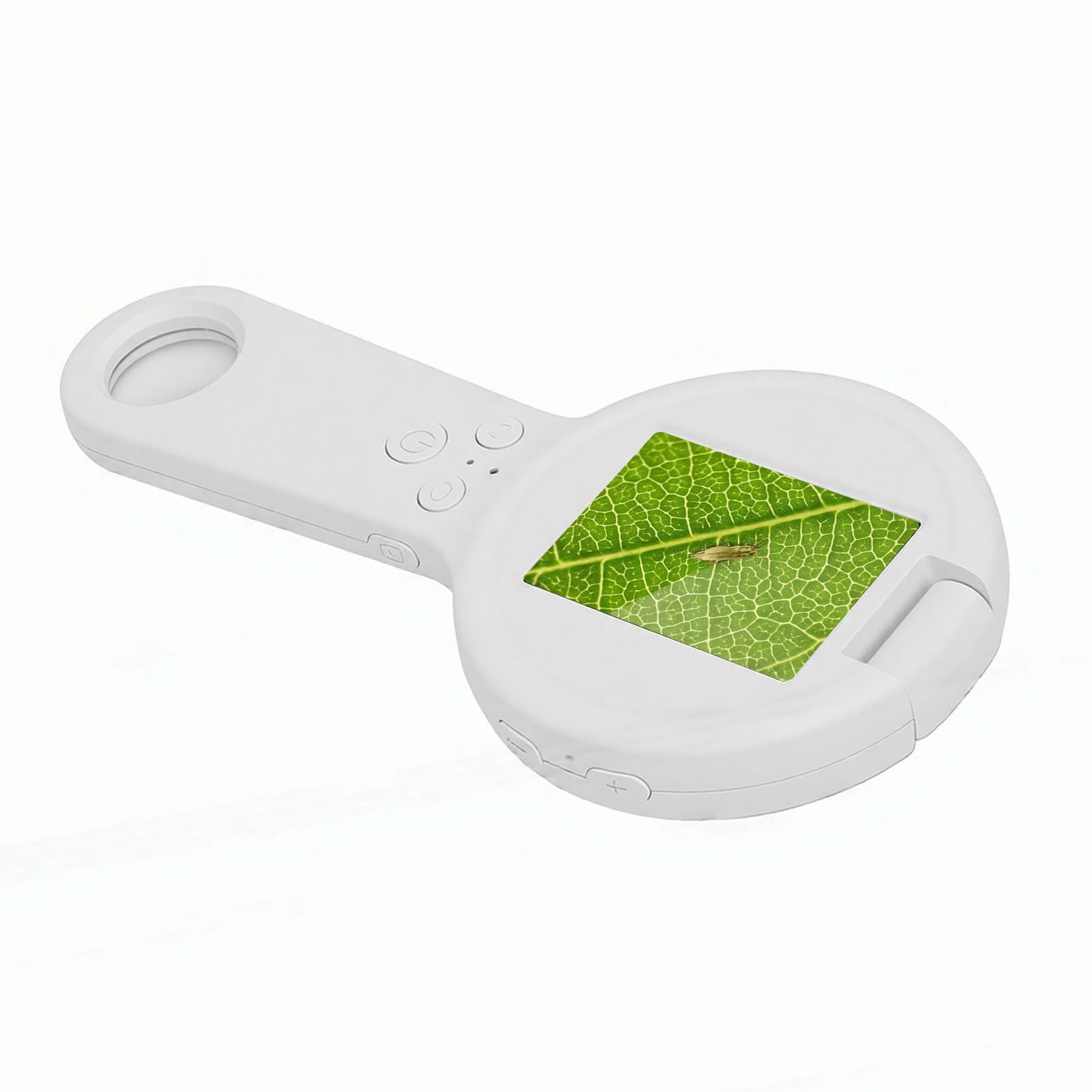 Jiawu Lupa de Microscopio Digital Portátil con Aumento de 500x y 16 LED para Inspección Detallada (White)