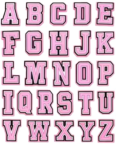 HDGOUIV 26pcs Pink Letter Decoration Charms Fits for Clog Sandals Alphabet ABC-Z Characters Sports Home Decoration DIY for Boy Girl Teens Men Women and Adults