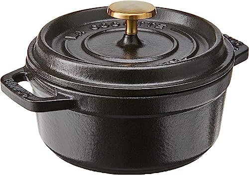 Image of STAUB Cast Iron Dutch Oven 0.5-qt Round Cocotte, Made in France, Serves 1, Matte Black