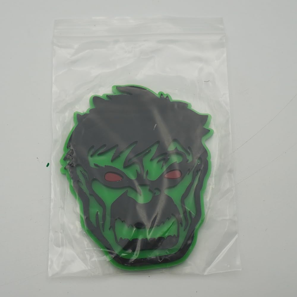 Pair Set Angry Hulk Emblem 3D Badges Custom New Aggressive Sticker Replacement for Universal Car Vehicle, Truck, Motorcycle Door Window Decoration (Green Red)
