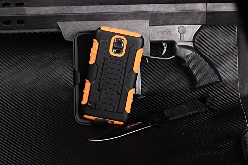 Cocomii Robot Belt Clip Holster Galaxy S5 Case, Slim Thin Matte Kickstand Swivel Belt Clip Holster Reinforced Drop Protection Fashion Phone Case Bumper Cover Compatible with Samsung Galaxy S5 (Orange)