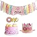 Vansolinne Donut 1st Birthday Party Decorations Kit, Sweet One High Chair Banner Donut Grow Up Photo Booth Props Party Supplies Crown Cake Topper First Birthday Gifts and Souvenir for Baby Girl