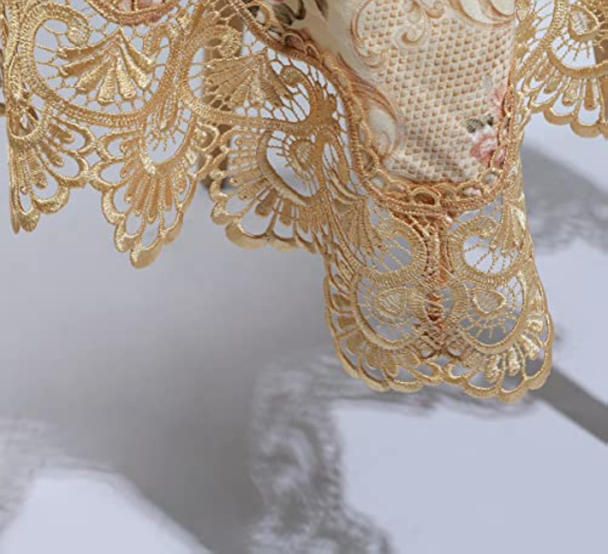 Damask Lace Patchwork Tablecloth, Elegant Floral Embroidered Design