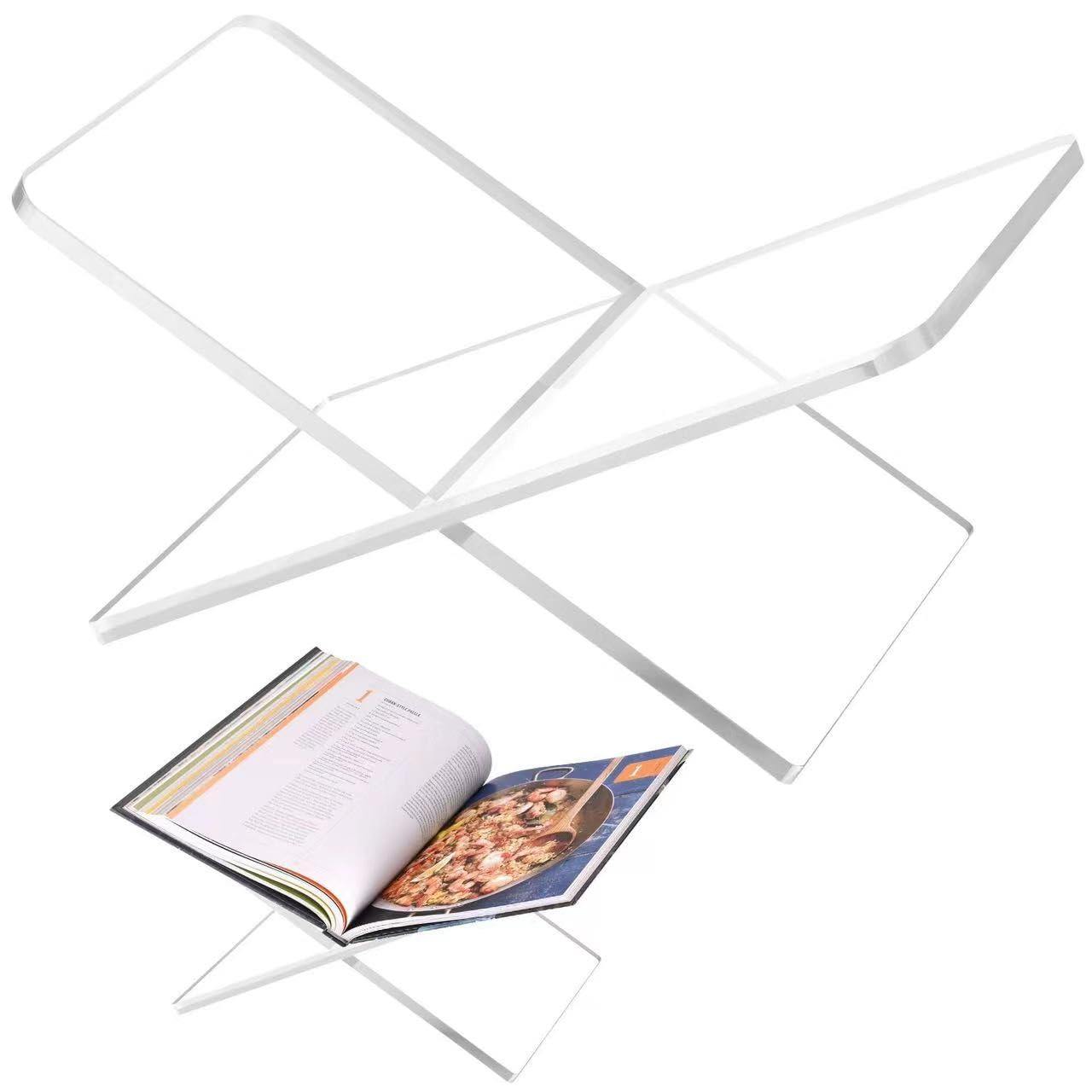 Transparent Clear Acrylic Book Holder 2 Piece Reading Stand for Open and Closed Books, Magazines, and Textbooks 4.3" x 7.8" x 4.3"