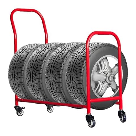 ExGizmo Rolling Tire Rack,2 in 1Metal Tire Storage and Transport Trailer,42x36x18inch Heavy Duty Tire Holder,Mobile Tire Storage Shelf Cart with 4 Wheel Cover