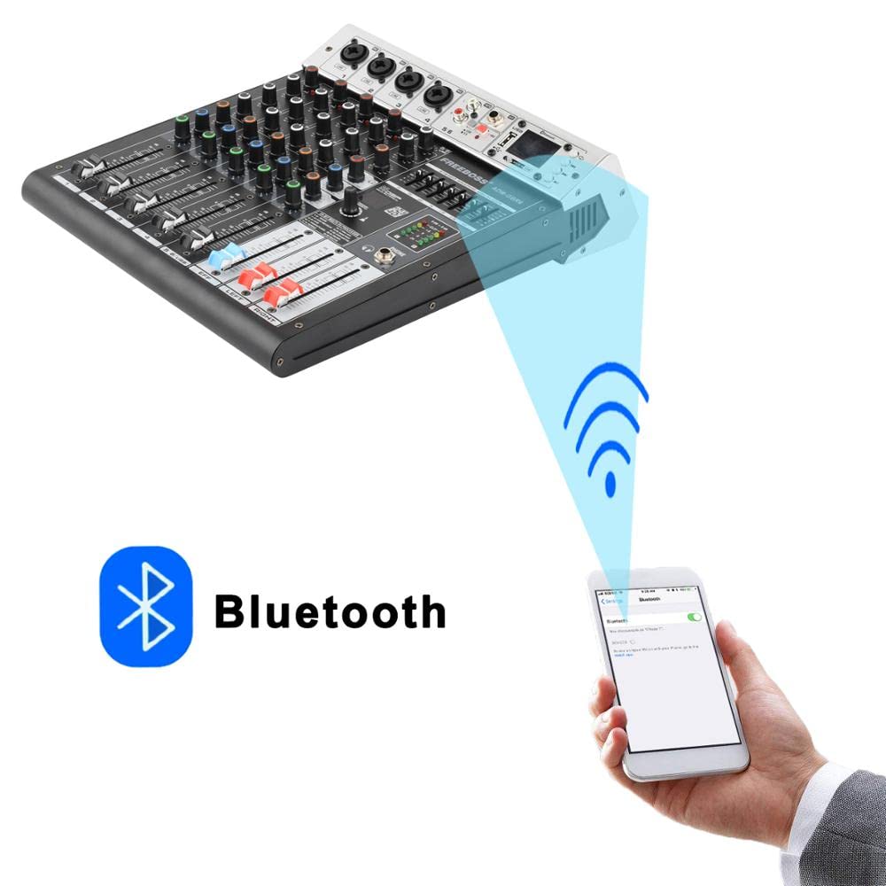 DJ-Equipment für die Party ADM-GBR6 Serie Phantom Power Repaeat -Effekt USB Funktion Bluetooth Karaoke DJ Konsole 9 9dsp Mixer Audio 6 Kanal (Color : ADM-GBR8)