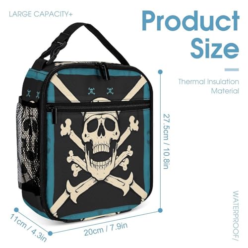 3Pcs Backpack Sets Pirate Flag Skull Print Travel Daypack 3 in 1 Lightweight Backpack Set with Lunch Bag And Cosmetic Bag4