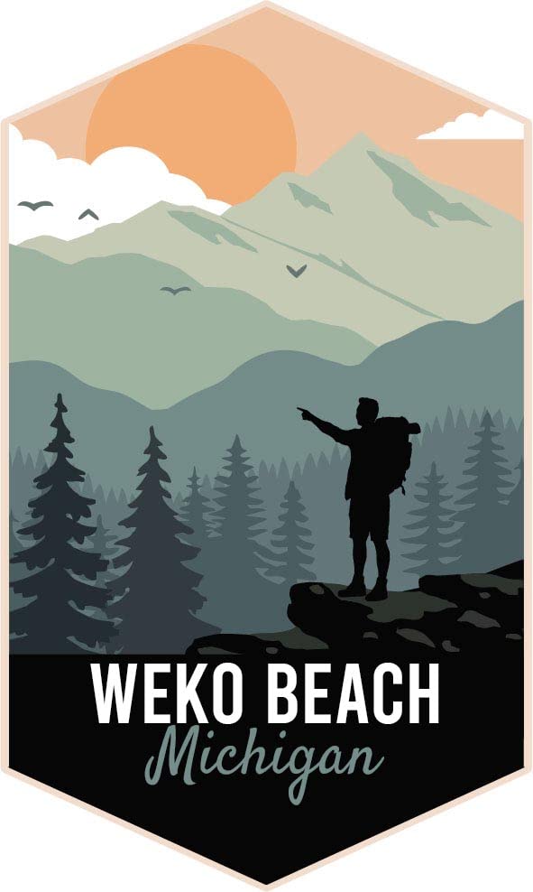 Weko Beach Michigan 2-Inch Vinyl Decal Sticker Outdoors Hike Design
