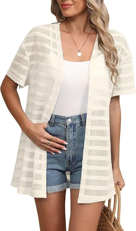 Cárdigan ligero de verano para mujer con frente abierto diseño holgado transpirable S-XXL