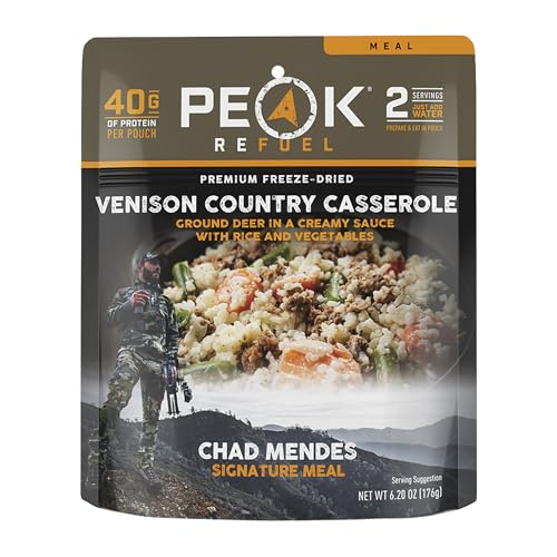 Peak Refuel Venison Country Casserole | Chad Mendes Signature Meal | Premium Freeze-Dried Variety Meals | Hunting, Survival, Camping, Backpacking Food | High-Protein Game Meats | MRE | Made in USA