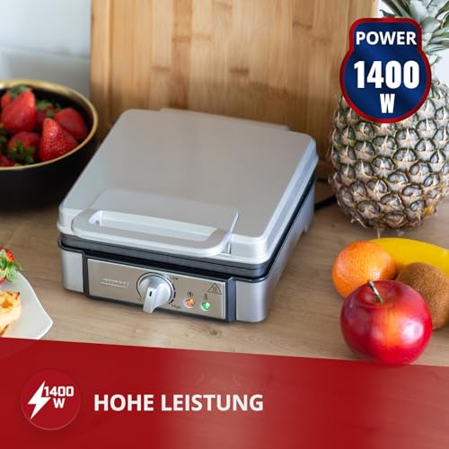 MPM MGO13 Macchina Professionale per 2 Cialde Belghe Spesso, Waffle Maker, Piastre Antiaderenti, Regolatore di Temperatura, Alloggiamento in Acciaio Inox, 1400W - immagine 5