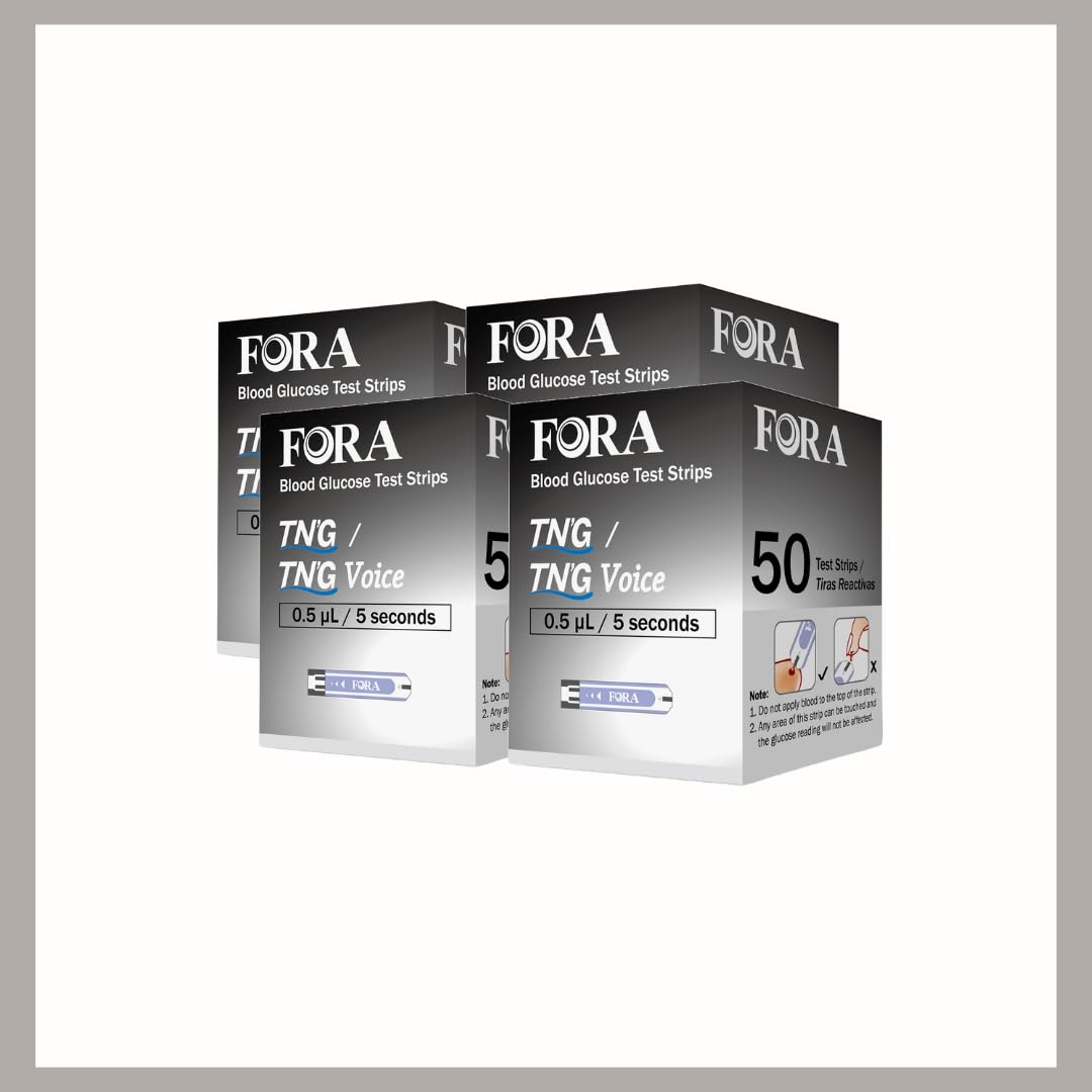 FORATN'G Voice Blood Glucose Strips (50 Count/Vial, NOT Compatible with FORA Test N'GO Advance Voice Meter) (4)