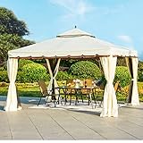 MELLCOM 10’ x 12’ Outdoor Patio Gazebo, Aluminum Frame Soft Top Outdoor Gazebo Canopy with...