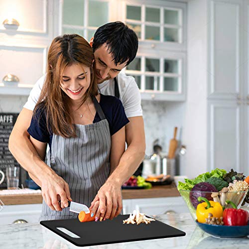 Fotouzy Plastic Utility Cutting Board With Handles, Food Safe Pp Material, Bpa Free, Dishwasher Safe, Thick Chopping Board, Large Size, Easy Grip Handle, For Kitchen (Black) #TOP2