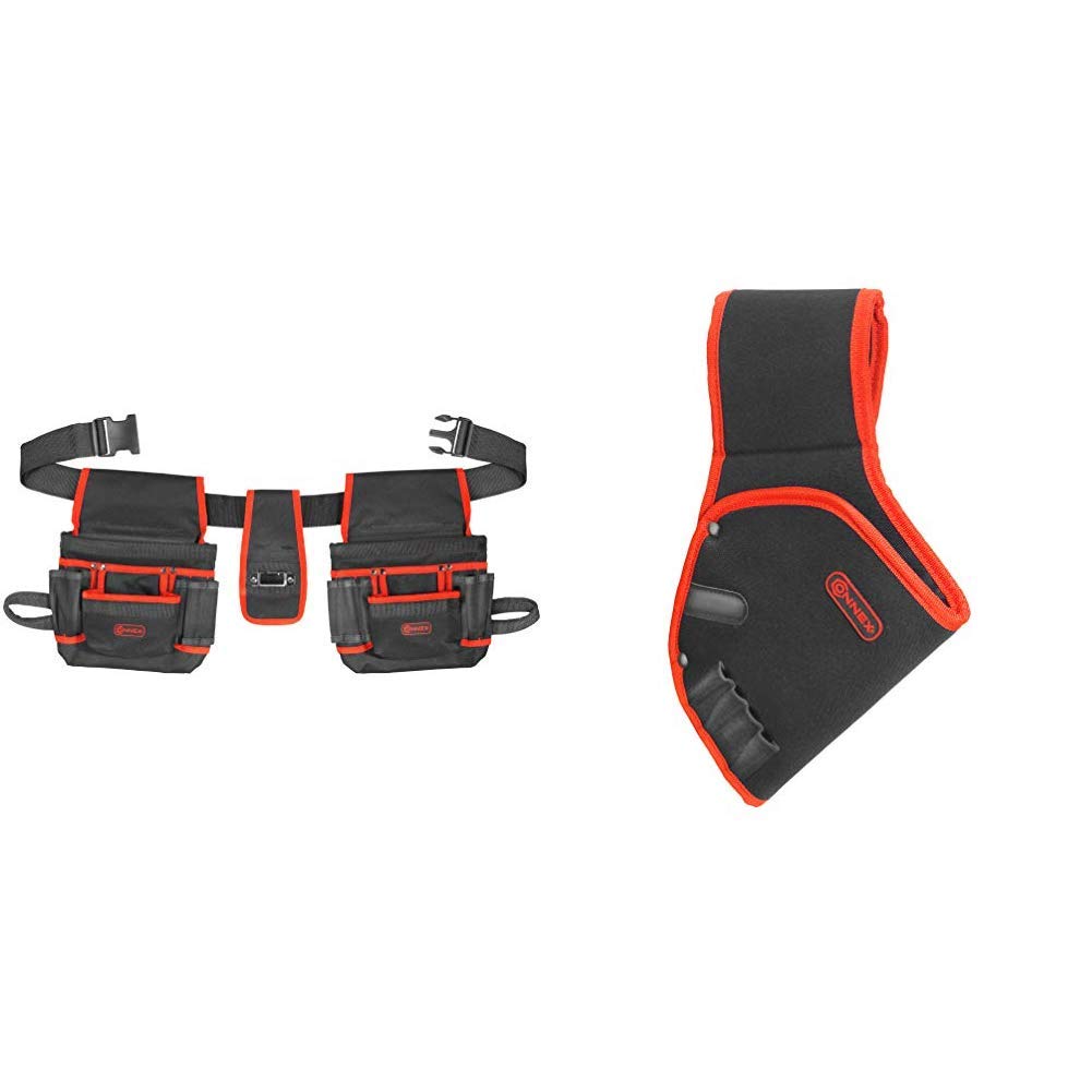 Connex Werkzeug-Gürteltasche - 16 Fächer - Mit Metallclip & Universalhaltern - Aus Polyester - Pflegeleicht & Bohrmaschinenhalter - 1 großes & 4 kleine Fächer - Für Rechtshänder - Mit Gürtelschlaufe