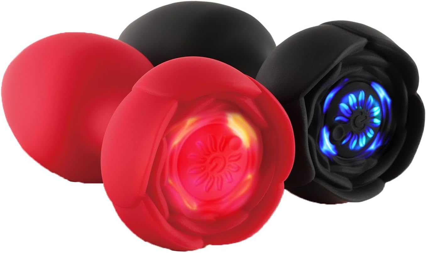 Vibrating Butt Plug Lighting Base with 10 Vibrating Modes, Anal Beads Prostate Massager Adult Sex Toys for Men and Women, Couples - Black