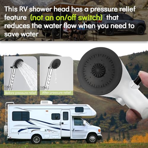 Image of RV Shower Faucet with Hose and Head, RV Outdoor Shower Kits, RV Tub Faucet with Shower Diverter Outdoor Shower Kit Fits for RV /Campers,Travel Trailer,Motorhome (Bathtub Faucet Kit, Chrome)