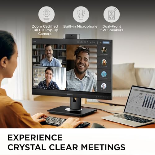 Image of ViewSonic VG2757V-2K 27 Inch 1440p Video Conferencing Docking Monitor with Windows Hello Compatible IR Webcam, Advanced Ergonomics, and 90W USB C for Home and Office