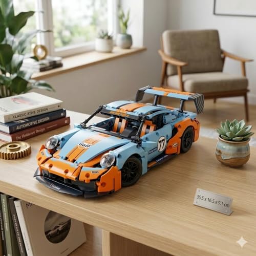 Image of Black Orange GALF Supercar Building Block Toy Set for Kids & Adults - STEM Construction Car Model Kit, DIY Educational Building Bricks Toy, Sports Car Assembly Set, Gift Toy Boys & Girls