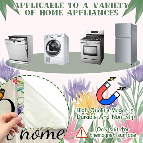 Image of Summer Tulip Dishwasher Magnet Cover Sweet Home Flowers Dishwasher Magnet Sticker for Kitchen Decoration 23x26 in Farmhouse Refrigerator Magnet Cover Fridge Panel Decal Pad