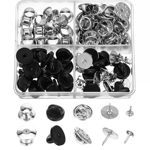 Giantree 90Pcs Pin Backs Locking Pin Keepers, Rubber Pin Backs, Replacement with Blank Pins, Butterfly Clutch Tie Tacks Pin for Brooch Pins, Lapel Pins, Enamel Pins and Hat Pins