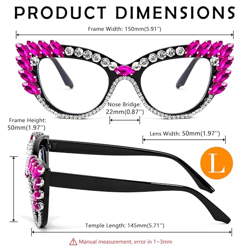 Image of FEISEDY Rhinestone Crystal Women's Blue Light Blocking Glasses Vintage Cat Eyes Sparkling Anti Fatigue Glasses B4153