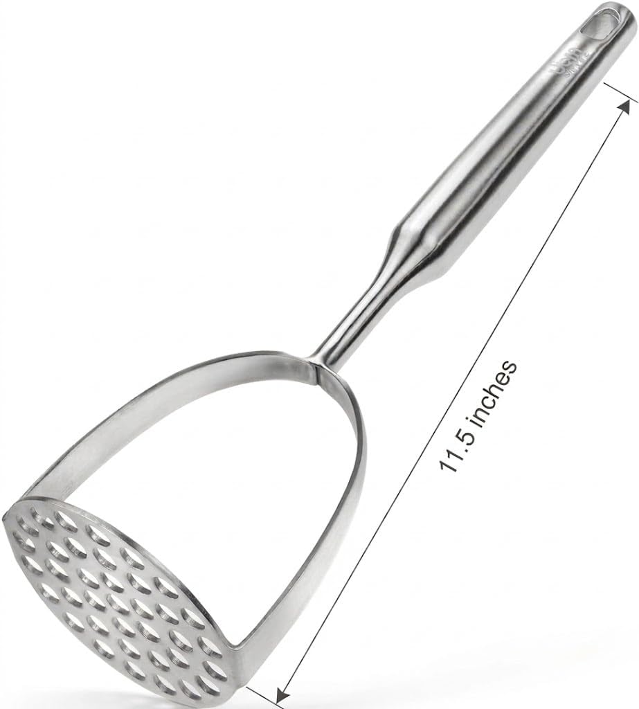 YBM HOME Vegetable Mashing Utensil Tool, Stainless Steel Hand Masher and Presser, Silver 2411-3