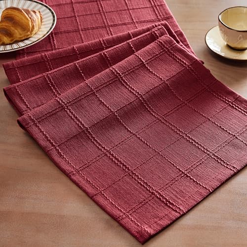 ZeeMart Linen Checked Table Runner, 13x72 Inches...