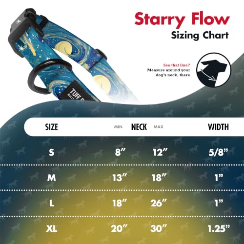 Image of Tuff Pupper Premium Adjustable Dog Collar, Stylish Pattern Collars Designed in USA, Quick Release Buckle, Starry Flow Large (1 Inch Wide x 18-26 Inch Neck)