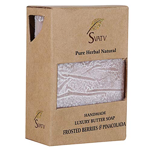 Jabón de mantequilla hecho a mano de SVATV Bayas heladas y pinacolada para todos los tipos de piel 100 g Barra