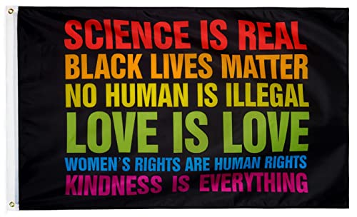 Xifan Premium Double Sided Science Is Real Black Lives Matter Blm Flag - Heavy Duty 3Ply Polyester Durable Vibrant Print Double Stitched - Pride Rainbow Equality 3X5 Ft Indoor Outdoor Banner #TOP1