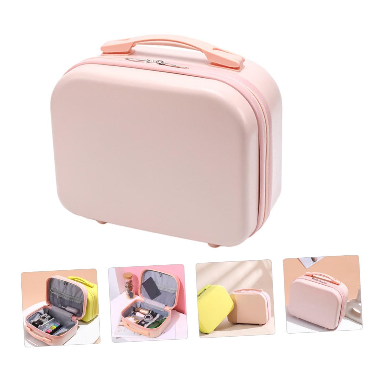 Piccola Borsa Cosmetica da Viaggio 14 Pollici in Abs Rosa | Compatta e Portatile, per Viaggio e Campeggio, Formato Mini, Adatta a Signora e Amiche